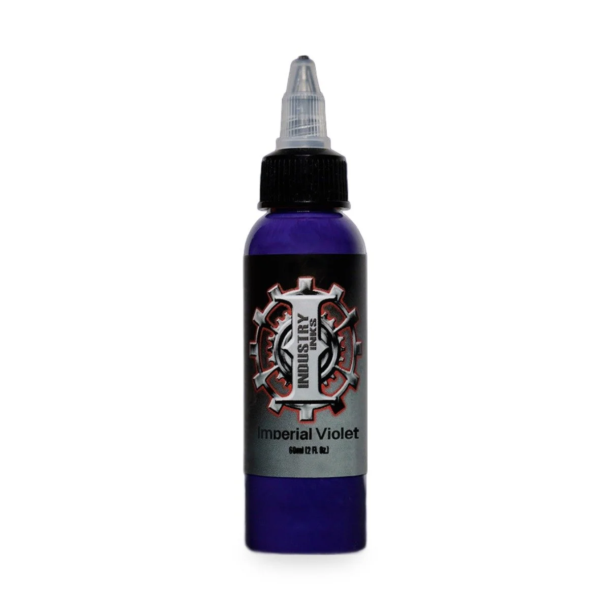 Industry Inks Imperial Violet tattoo ink bottle on white, cool neutralizer for paramedical skin tone mixing