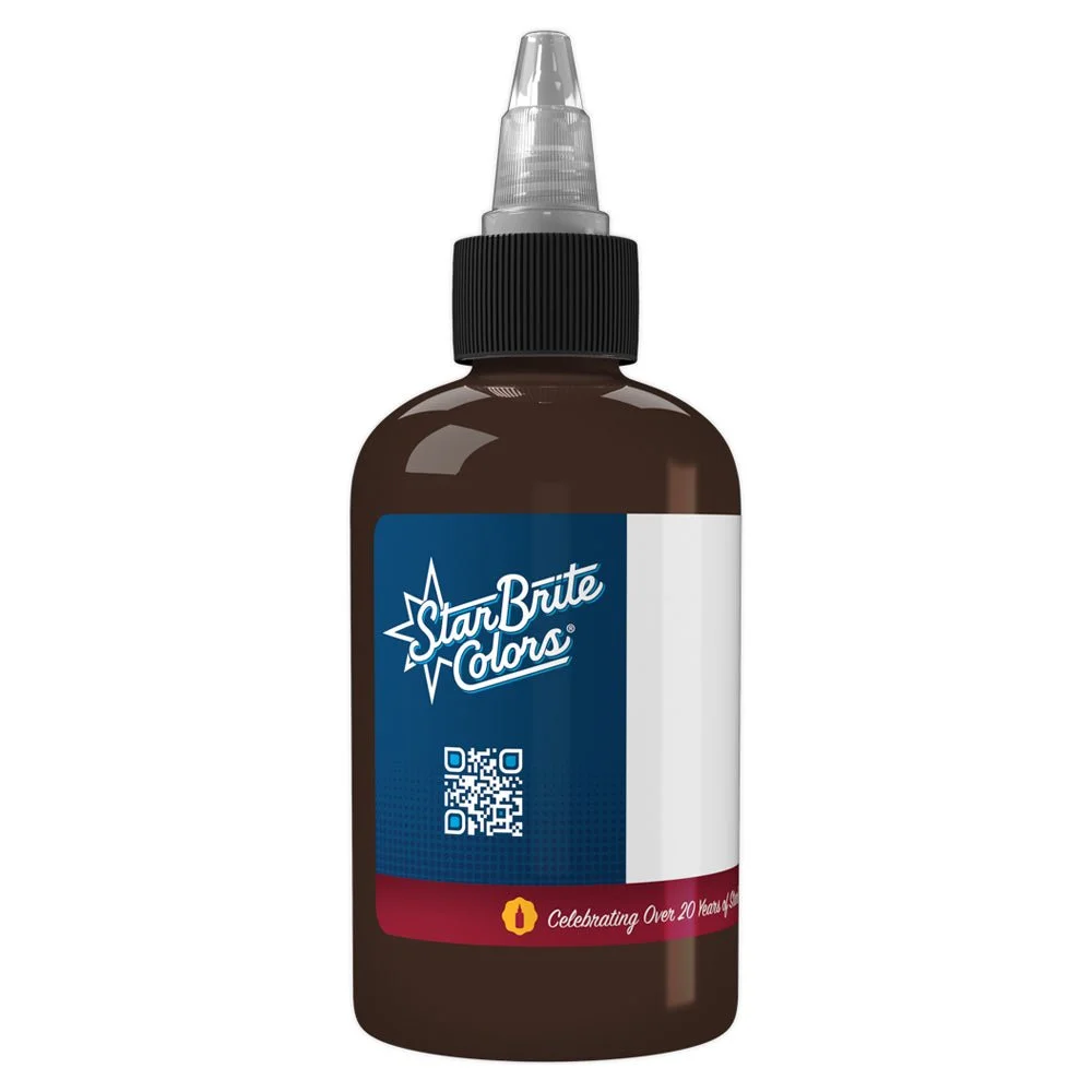 StarBrite Chocolate Brown tattoo ink, ½ oz bottle, for darker skin tones in paramedical tattooing