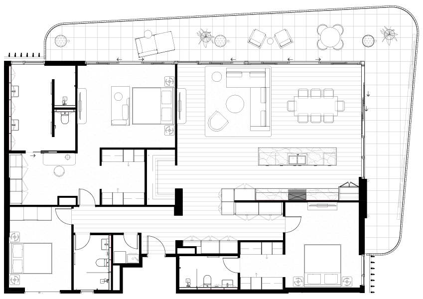 3 bed, 3 bath floorplan example