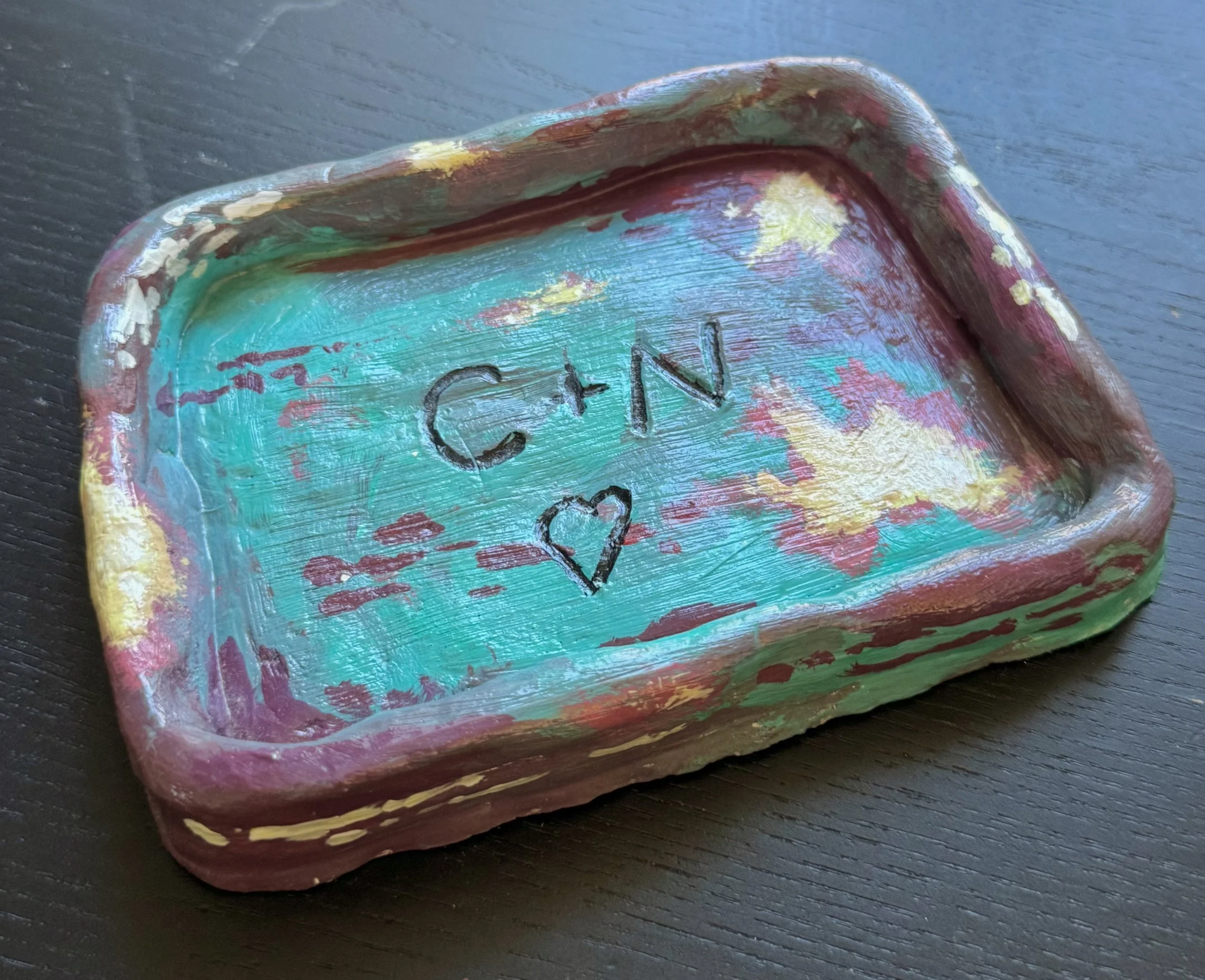 Jewelry tray, clay and acrylic (2026)