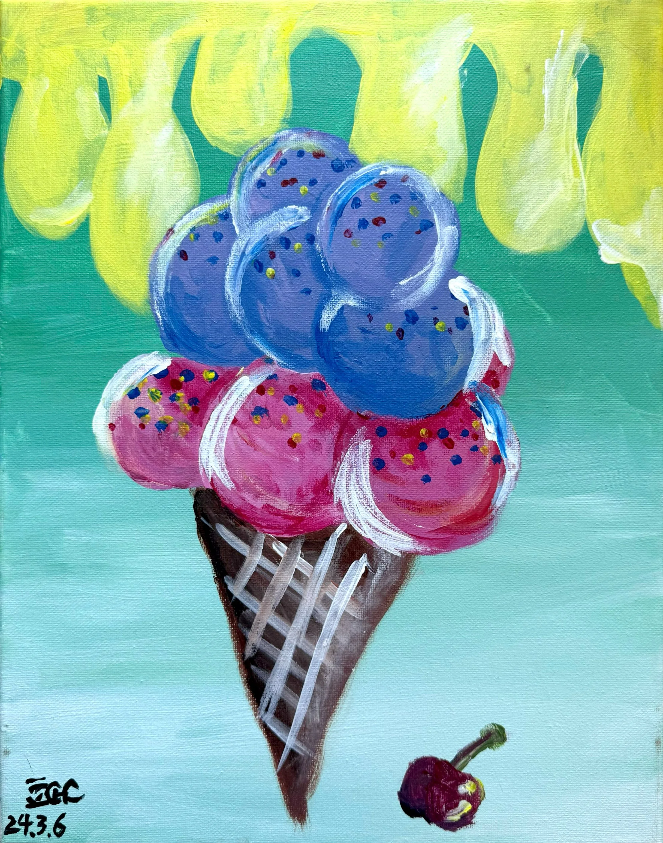 "Berry cherry", acrylic on canvas (2024)