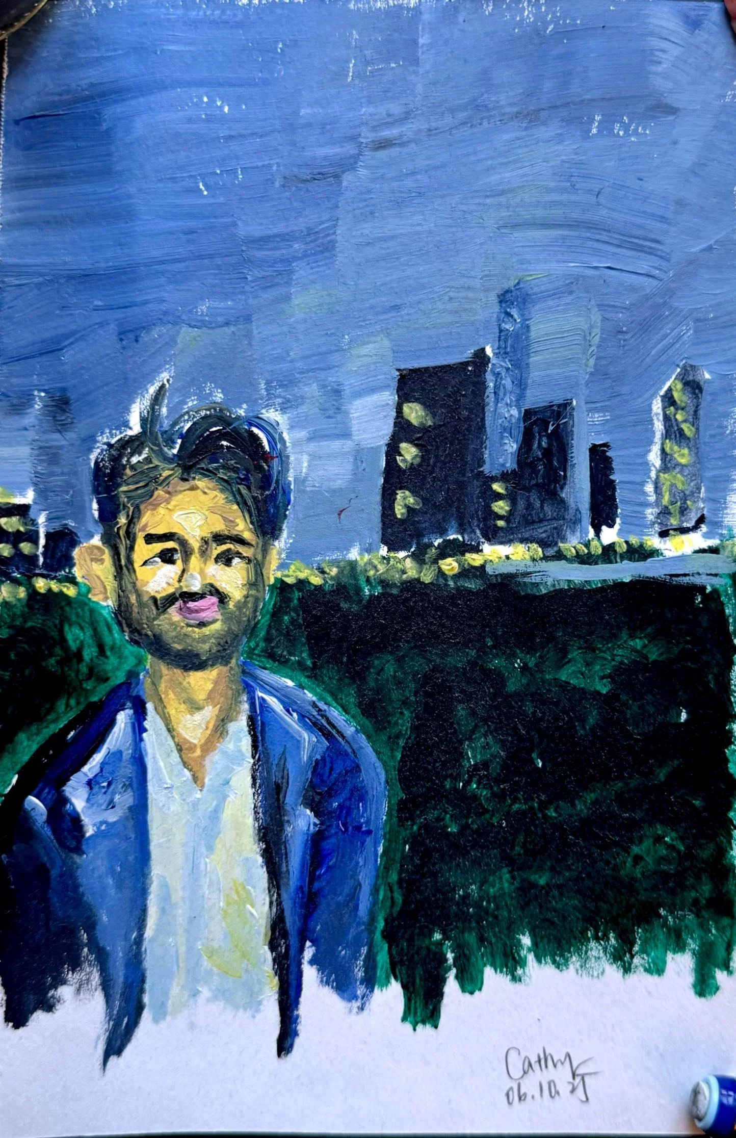 "City Nights", acrylic on paper (2025)