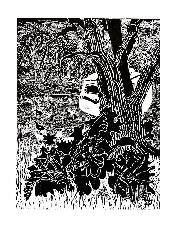 Happy Weeds: Rhubarb; Black and White