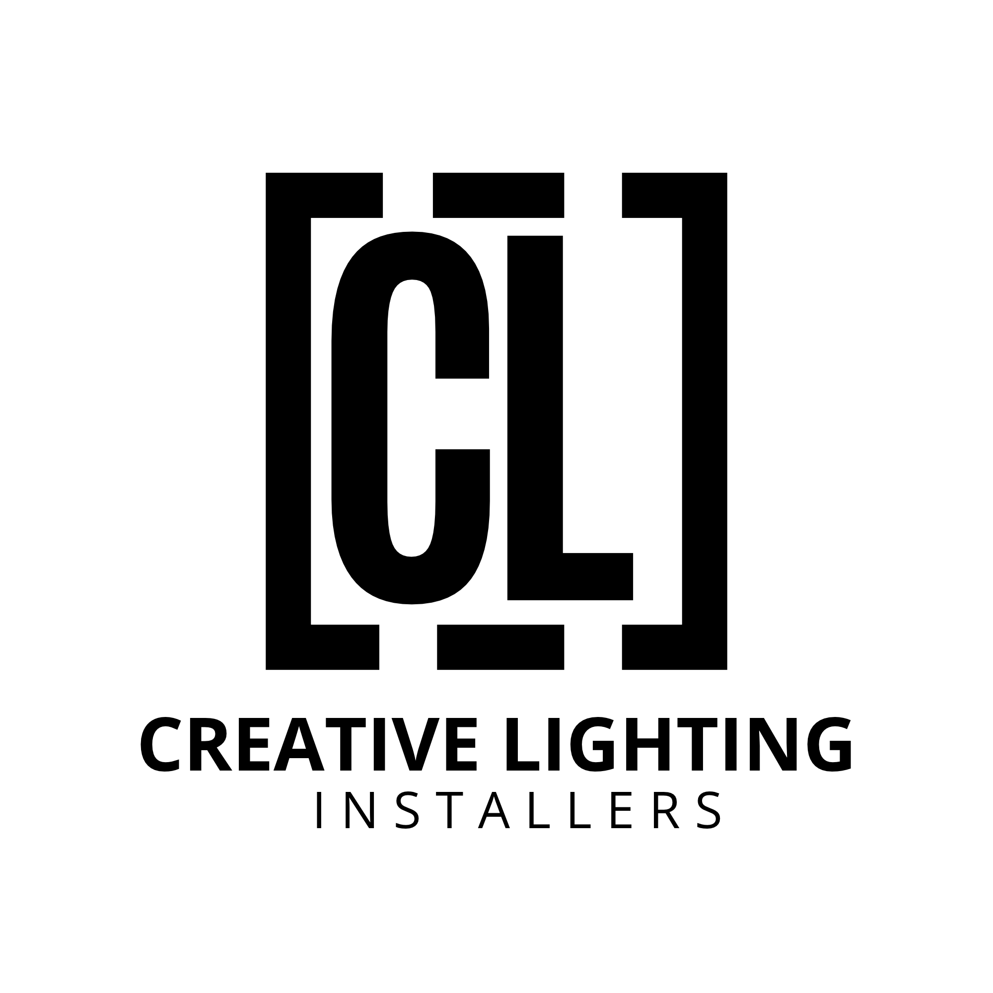 Black and white logo with a light bulb icon and bold text reading "CREATIVE LIGHTING INSTALLERS."
