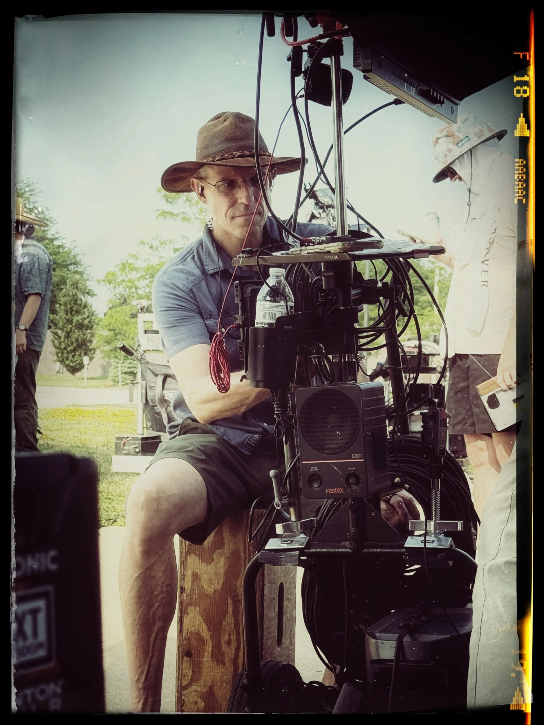 Kimbrough Davis running QTake video assist on set