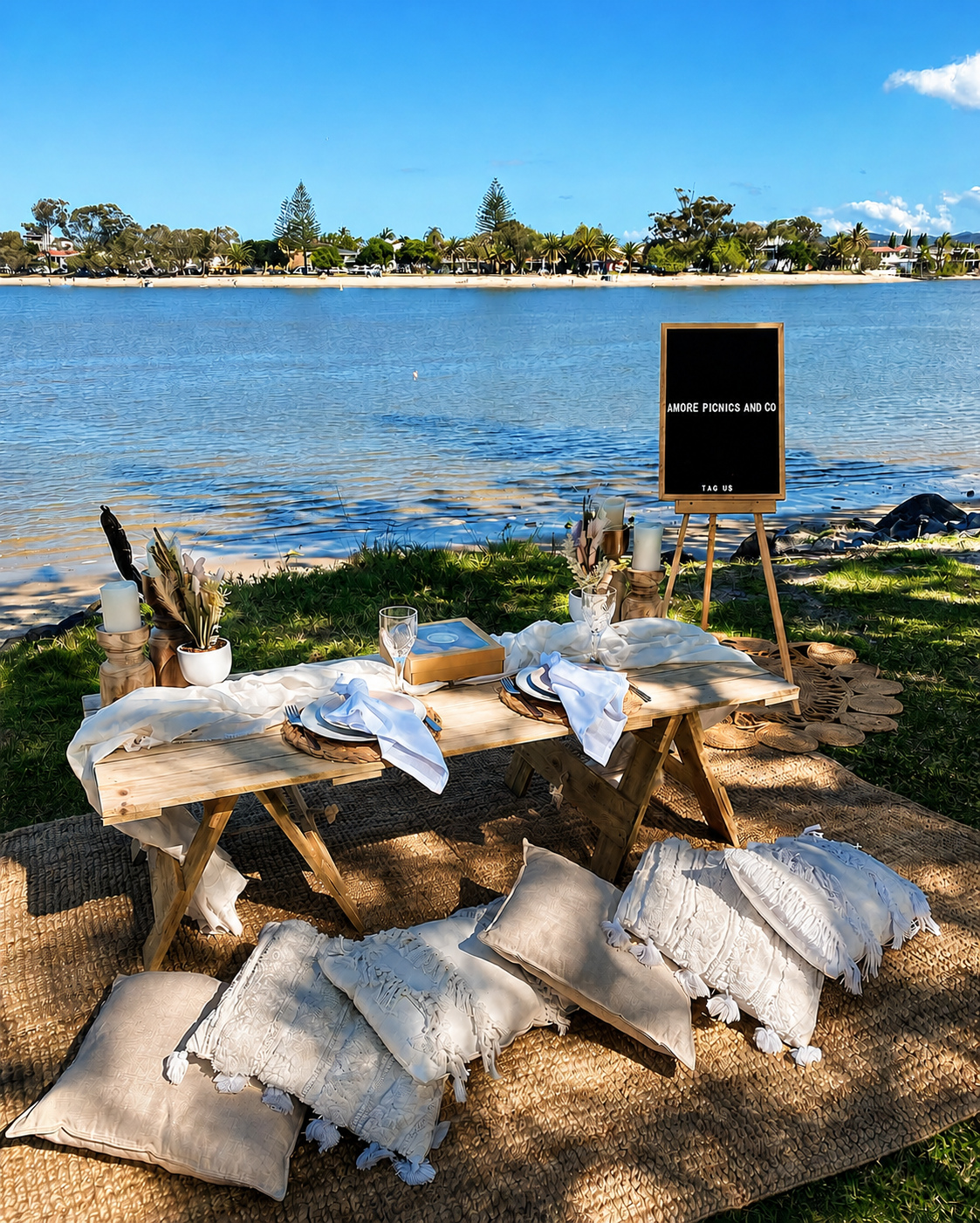 Coastal pop-up picnic by the water, Gold Coast