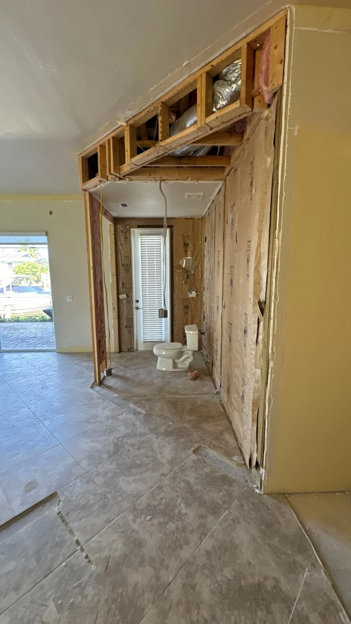 Marco Island remodel - before - kitchen gut framing