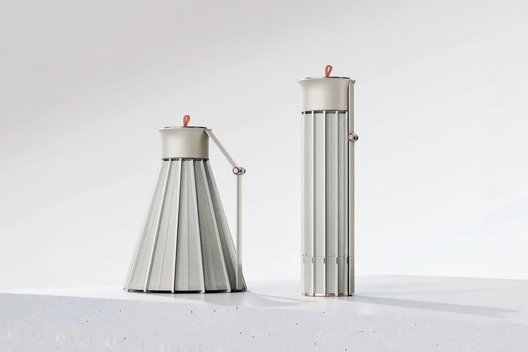 This innovative folding kettle is inspired by the structure of an umbrella. The kettle is made from environmentally friendly materials such as food-grade silicone, 304 stainless steel, and safe plastics, which are recyclable to avoid environmental po