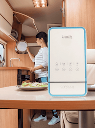 Compact and suitable for small apartments and offices, the Capsule Personal Dishwasher hygienically cleans dishes, phones and even fruit and vegetables. Option to connect to water supply.