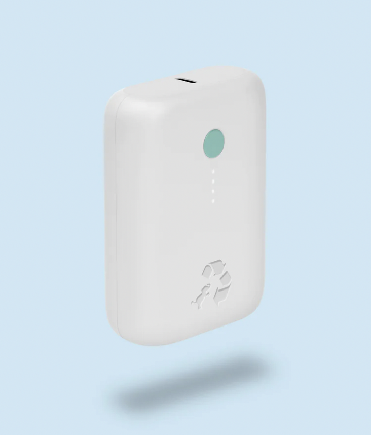 CHAMP Lite Portable Charger uses high-density batteries, so fewer cells and materials are needed to pack in more power. The charger is also housed in 72.5% post-consumer plastic. Every charger includes a recycled plastic bag so you can responsibly re