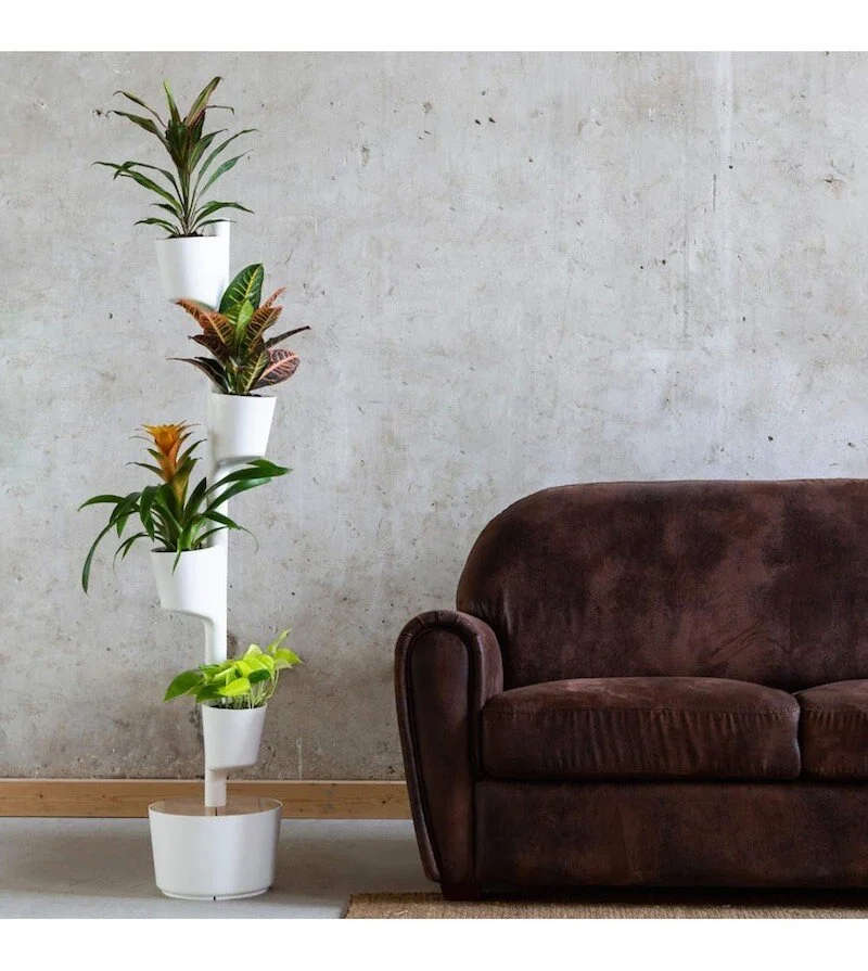 Award winning CitySens vertical self watering planters with air purifying plants are made in Spain. Comes in various colours, wood tones and watering modes.