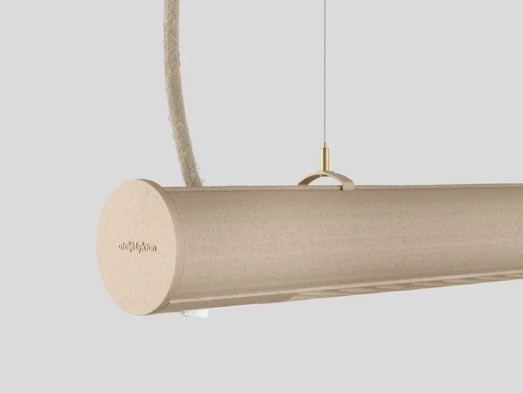 Superdupertube represents a collaboration between sustainability and technological innovation. The main profile and LED profile are made of extruded bio-based polymer, while the gables, grids, and suspensions are made of injection-molded bio-based po
