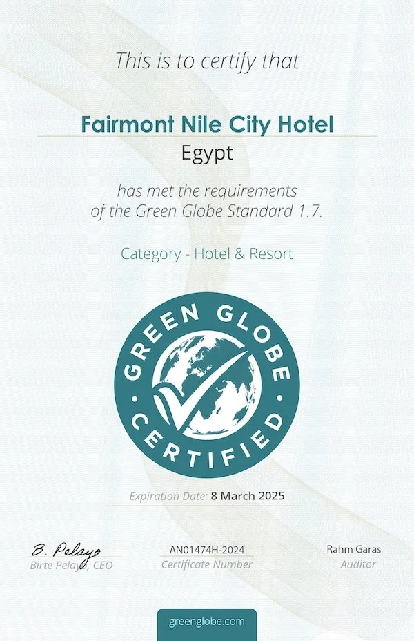 Fairmont Nile City Hotel Certification.jpg