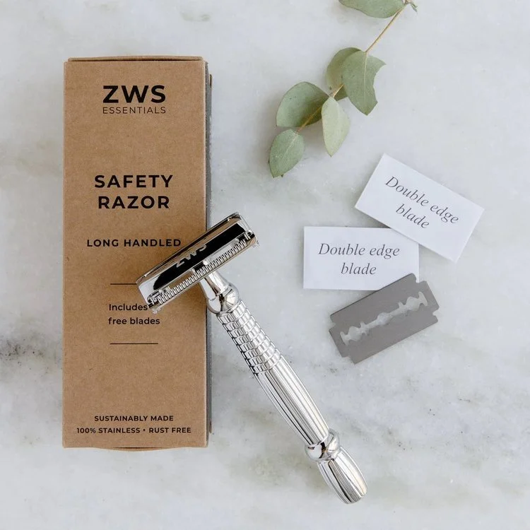 A Zero Waste Safety Razor may be intimidating to look at but you’ll quickly get comfortable as you experience a close, gentle shave, an easily replaceable blade, and a razor that will last for decades.