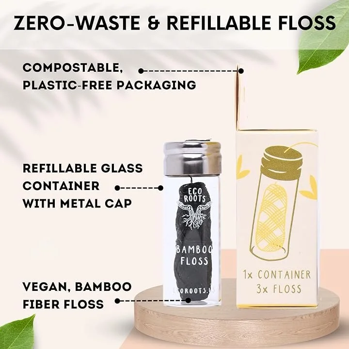 Vegan floss is not only good for your teeth but also for the environment. Made with biodegradable materials, it's eco-friendly alternative to traditional floss. Natural floss refill spools makes it easy to stay stocked up. 