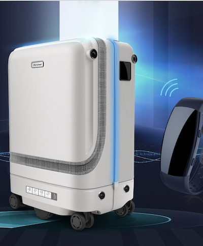 Airwheel SR5 is a smart robot suitcase that can follow you automatically. The core technology of the smart luggage SR5 includes UWB and sensor technology by which it realizes auto-follow and intelligent obstacle avoidance. It can travel autonomously 