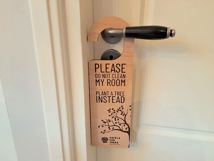 Hotels for trees aims to plant at least 1 million trees per year as of 2025. One new tree is planted each time a guest chooses to skip the daily room cleaning.