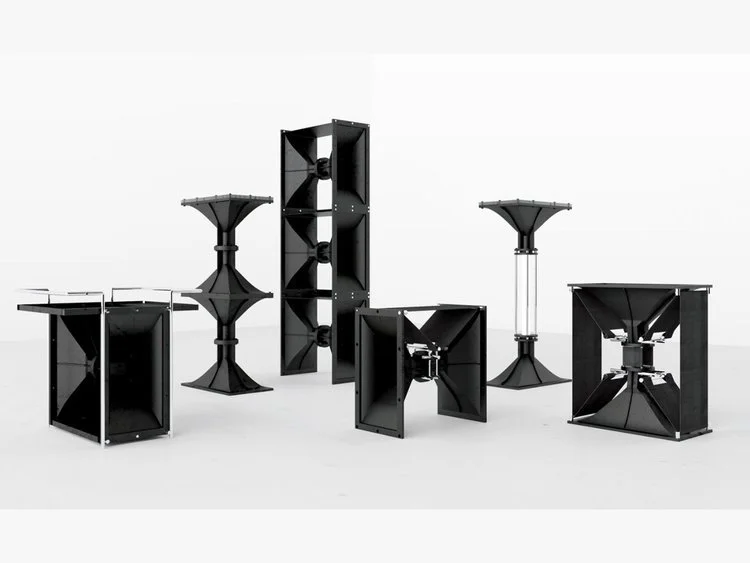The Horn Series by Seoul-based designer Juyong Shim reimagines discarded speaker components, transforming them into functional and sculptural objects for the modern home. The design process begins with the manual collection of unused and surplus spea