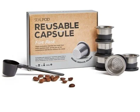 SealPod reusable coffee pods are compatible with Nespresso machines. Made of 100% stainless steel, easily cleaned and ready for reuse. Designed for coffee lovers with an environmental conscience.