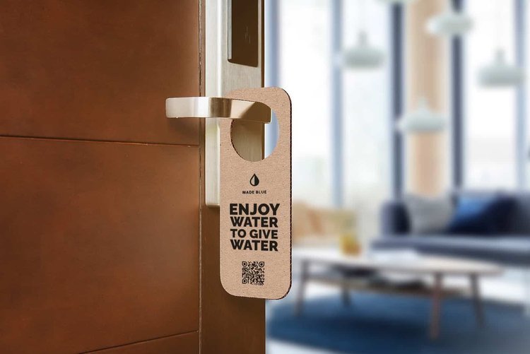 Made Blue can save an average of 100 litres of water per hotel night by involving the guest in a nice way. Hotel guests can donate these litres to a water project of their choice. For example, every overnight stay provides a whole day of clean drinki
