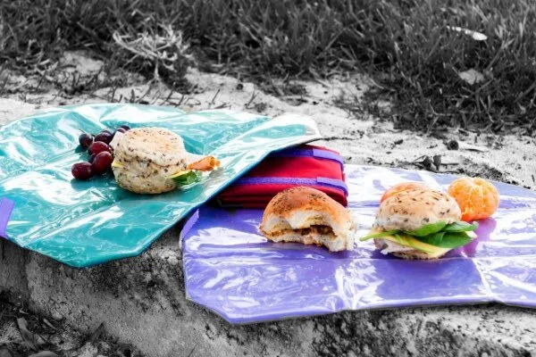 Onya Sandwich Wraps are made from recycled PET bottles with a foodsafe PEVA lining. The reusable wraps can be used to store snack foods, pastries etc. or transporting deli meats and cheeses from the store.