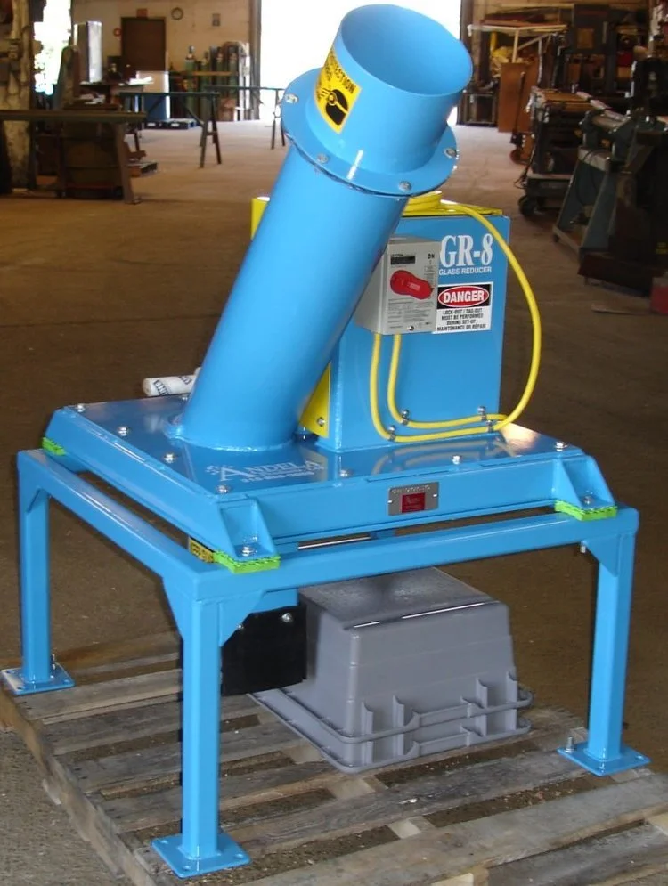 The GR-8 glass bottle crusher is capable of processing up to 60 bottles per minute. Its heavy duty design and small footprint make it perfect for restaurants and bars with a large volume of glass. The GR-8 reduces volume to one sixth of the original 