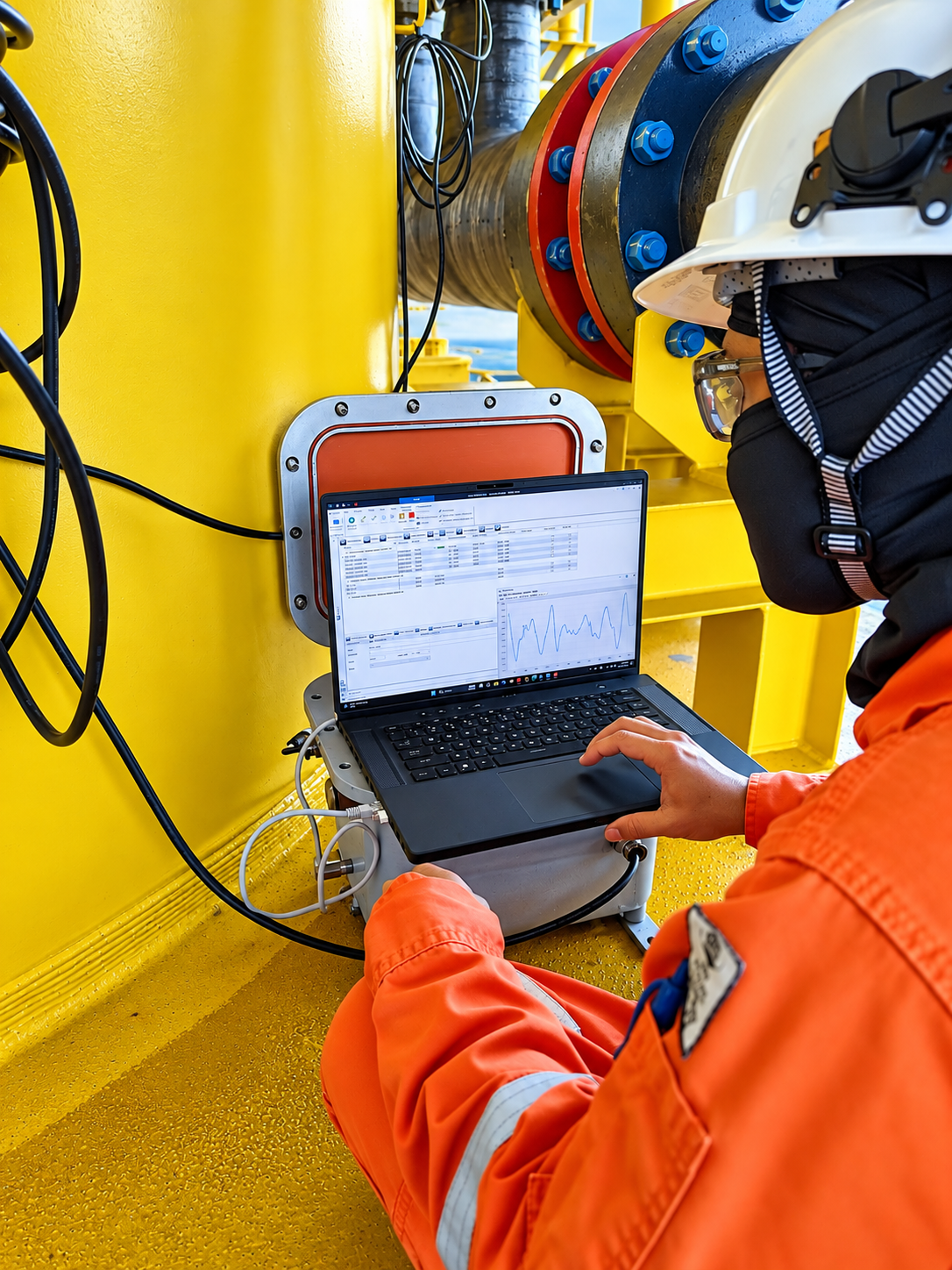 Structural Dynamic Monitoring (SDM) system and on-site structural response data assessment at TotalEnergies' Jerun (JRN-A) offshore platform.