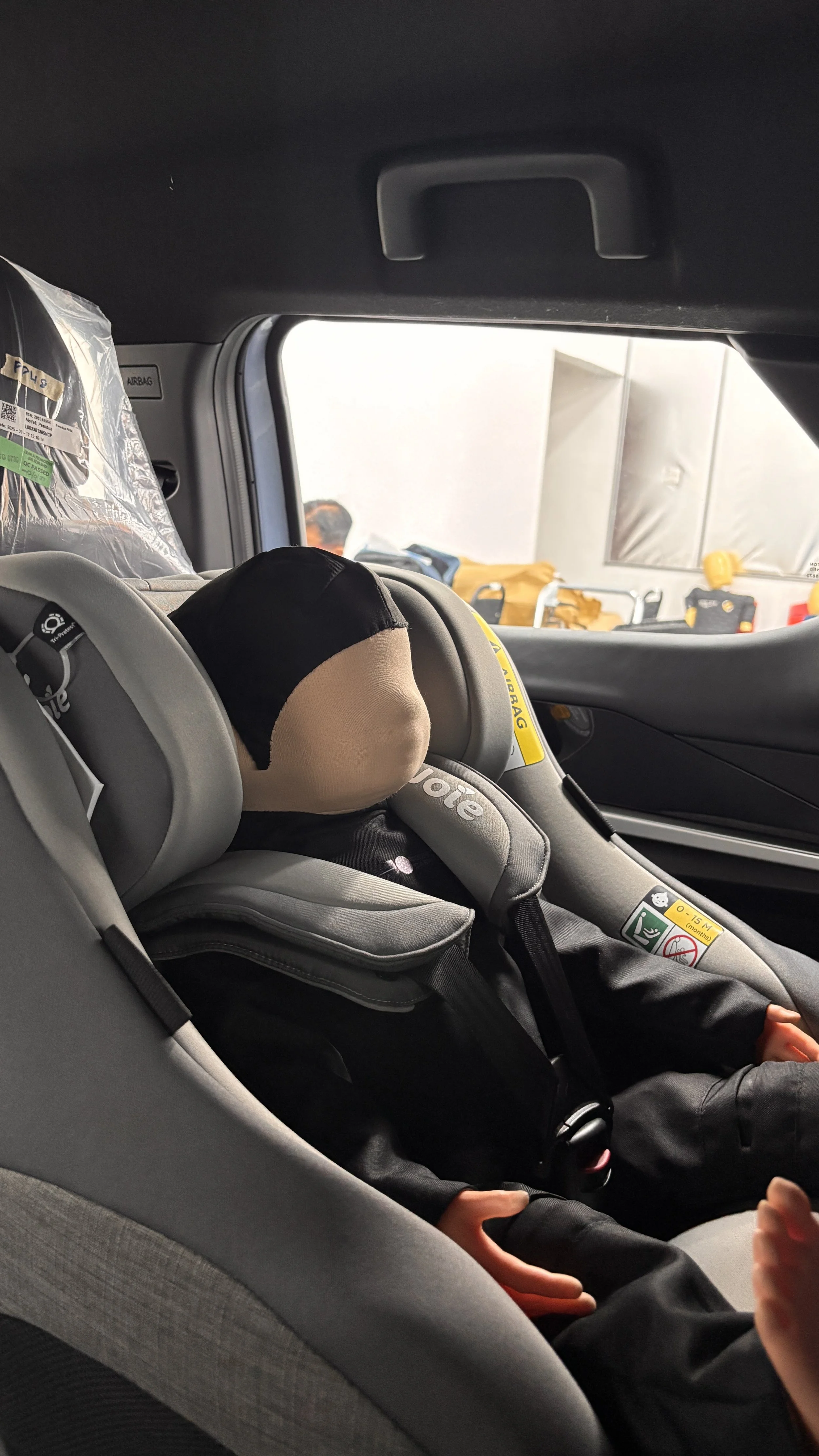 ASEAN CPD-DS3 Dummy positioned in a child restraint system inside a Perodua QV-E during its first utilisation in an ASEAN NCAP Child Presence Detection (CPD) assessment.