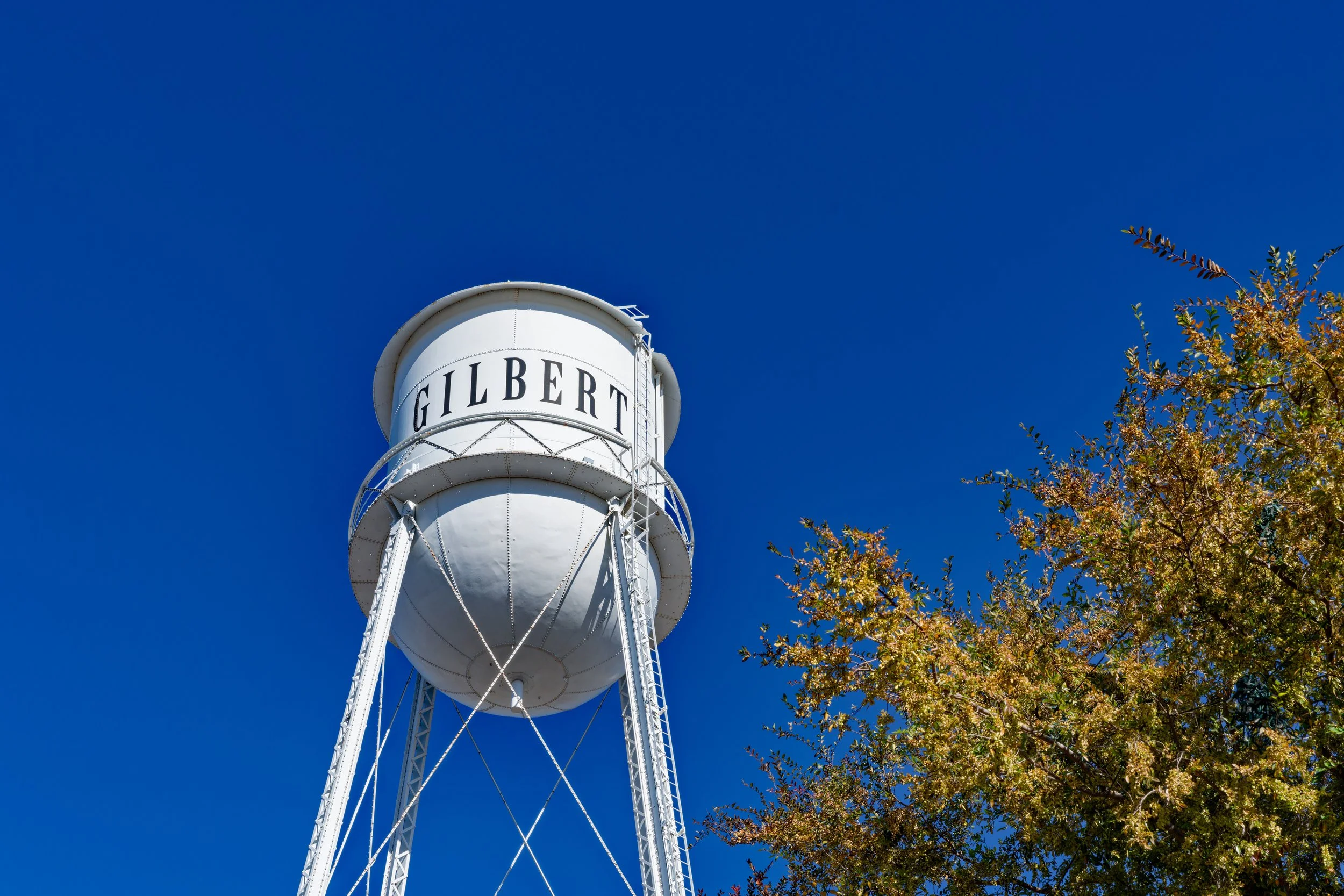 Historic Gilbert water tower in downtown Gilbert, Arizona
