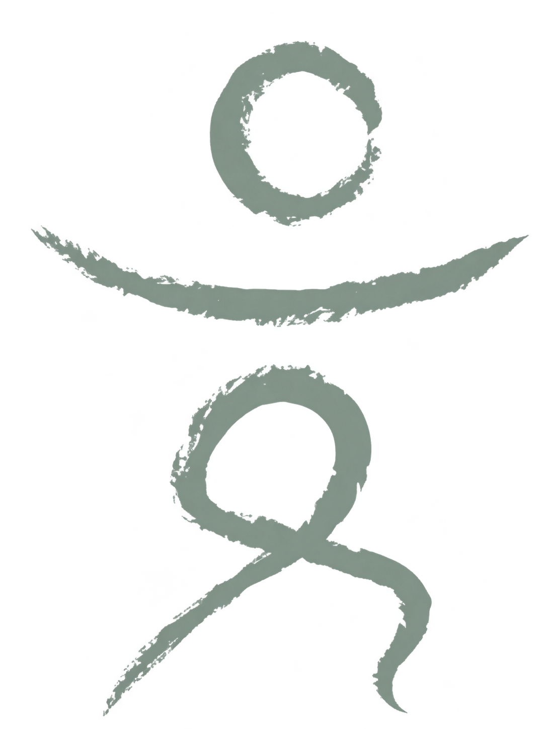 Body symbol with circular loops and sweeping strokes, representing movement and recovery