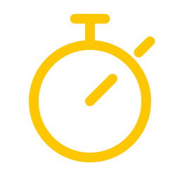 Un chronomètre jaune sur un fond blanc.