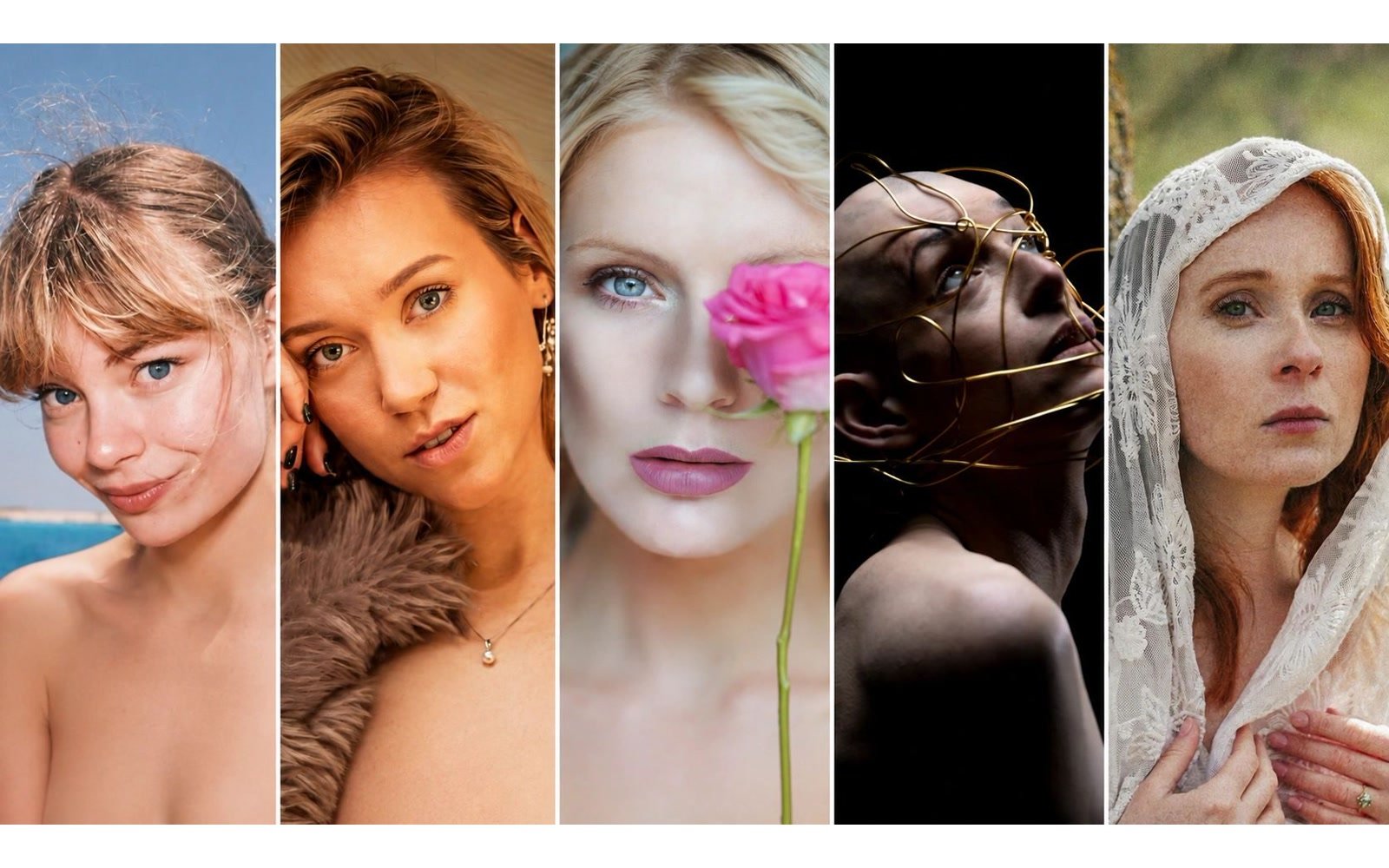 Five portrait strips of the five muses for the Five-Muse Remote Studio Day