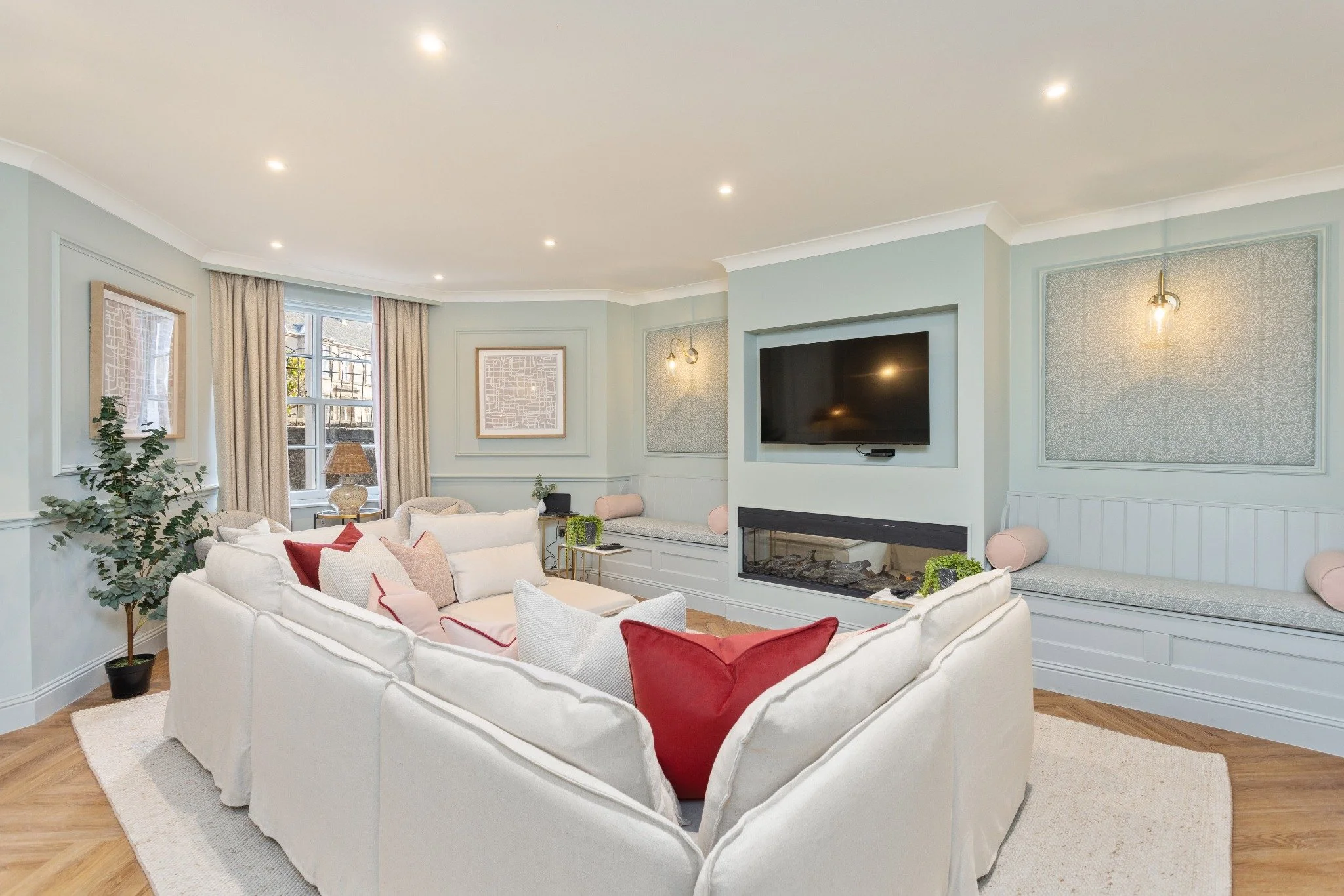 The renovated living room at Drummond Place, Stirling