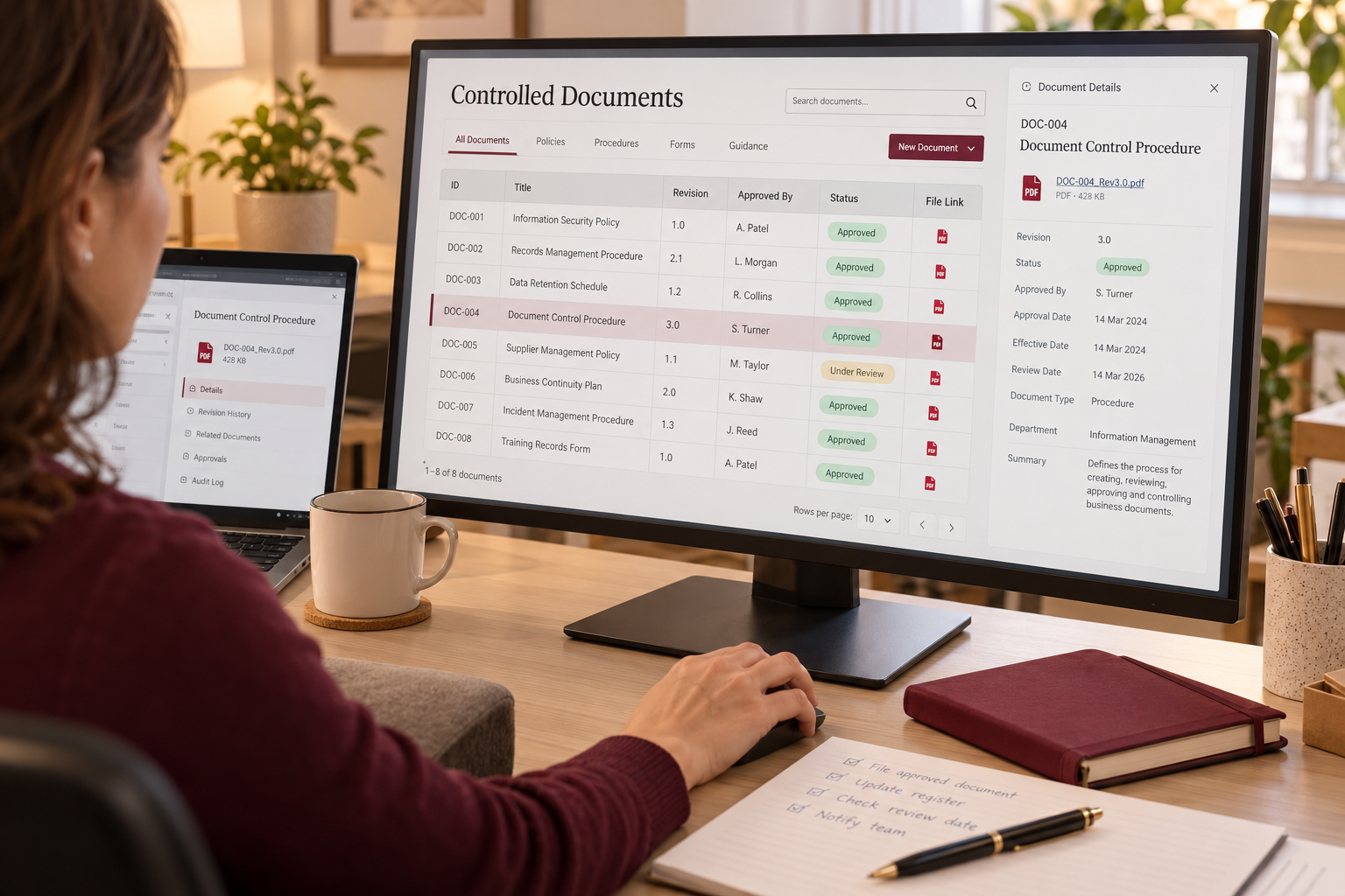 Updating the Controlled Documents Register