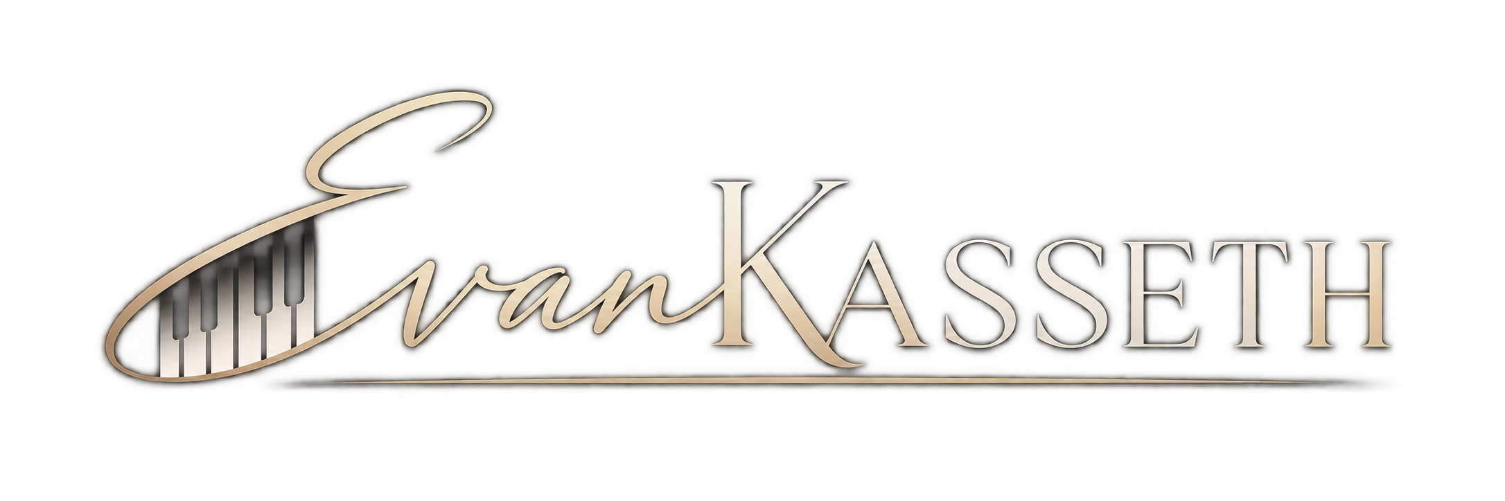 Logo of Frank Kasseth with stylized script and piano keys in the design.