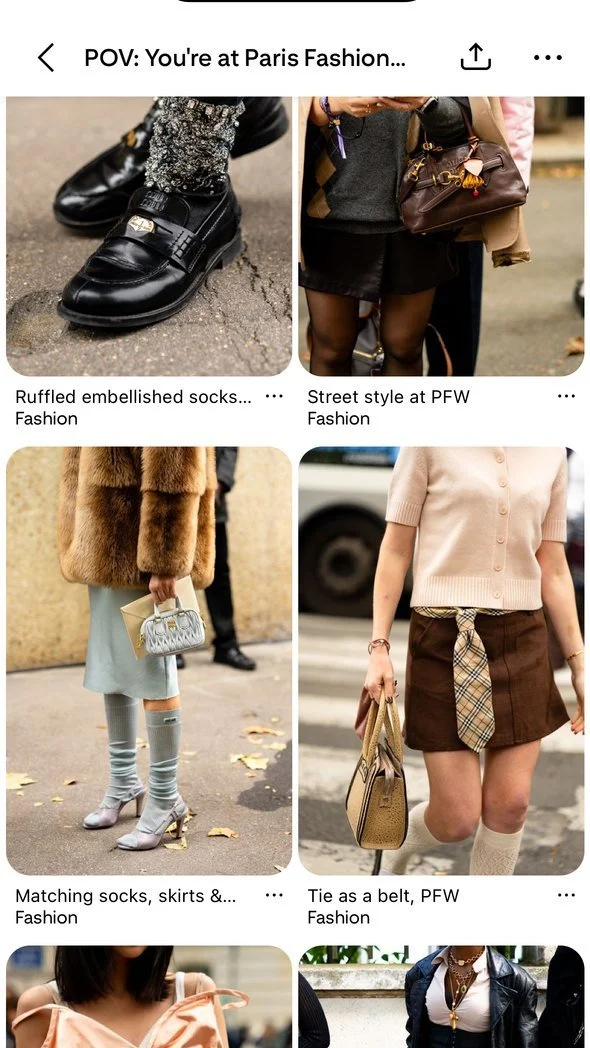Pinterest street style board from Paris Fashion Week featuring Emily Varr