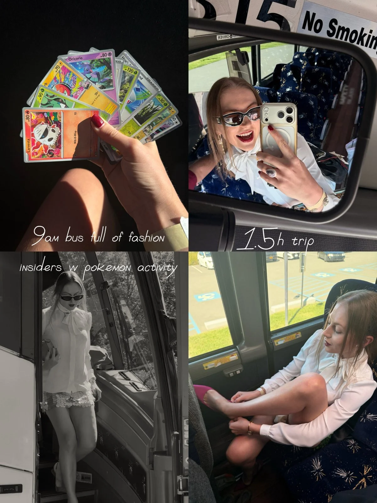 9am bus to the Collina Strada SS27 show at Storm King with a Pokémon card activity, New York Fashion Week