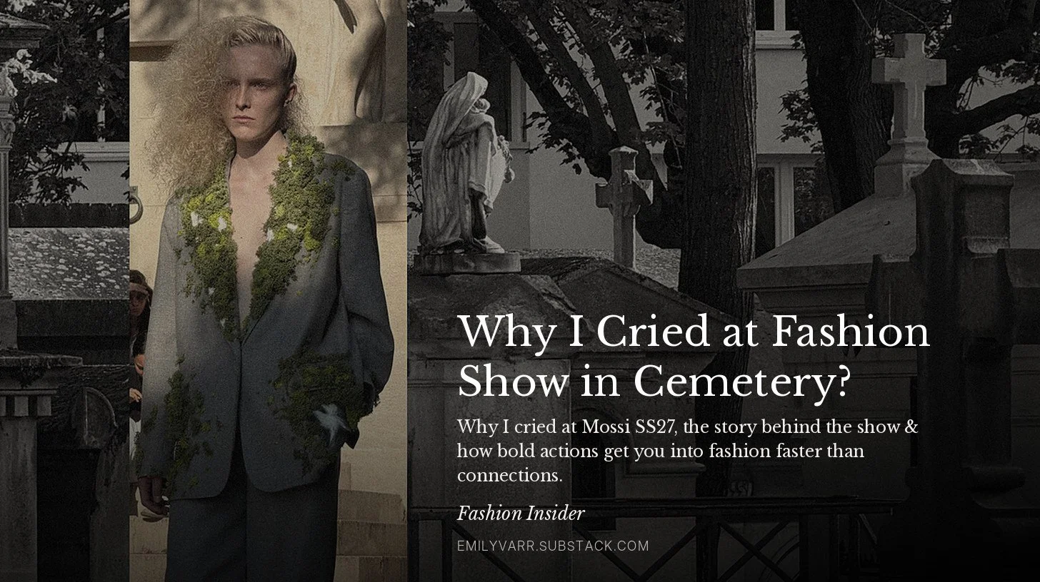 Fashion Insider article by Emily Varr: Why I Cried at Fashion Show in Cemetery? Mossi SS27 at Père-Lachaise, Paris Fashion Week