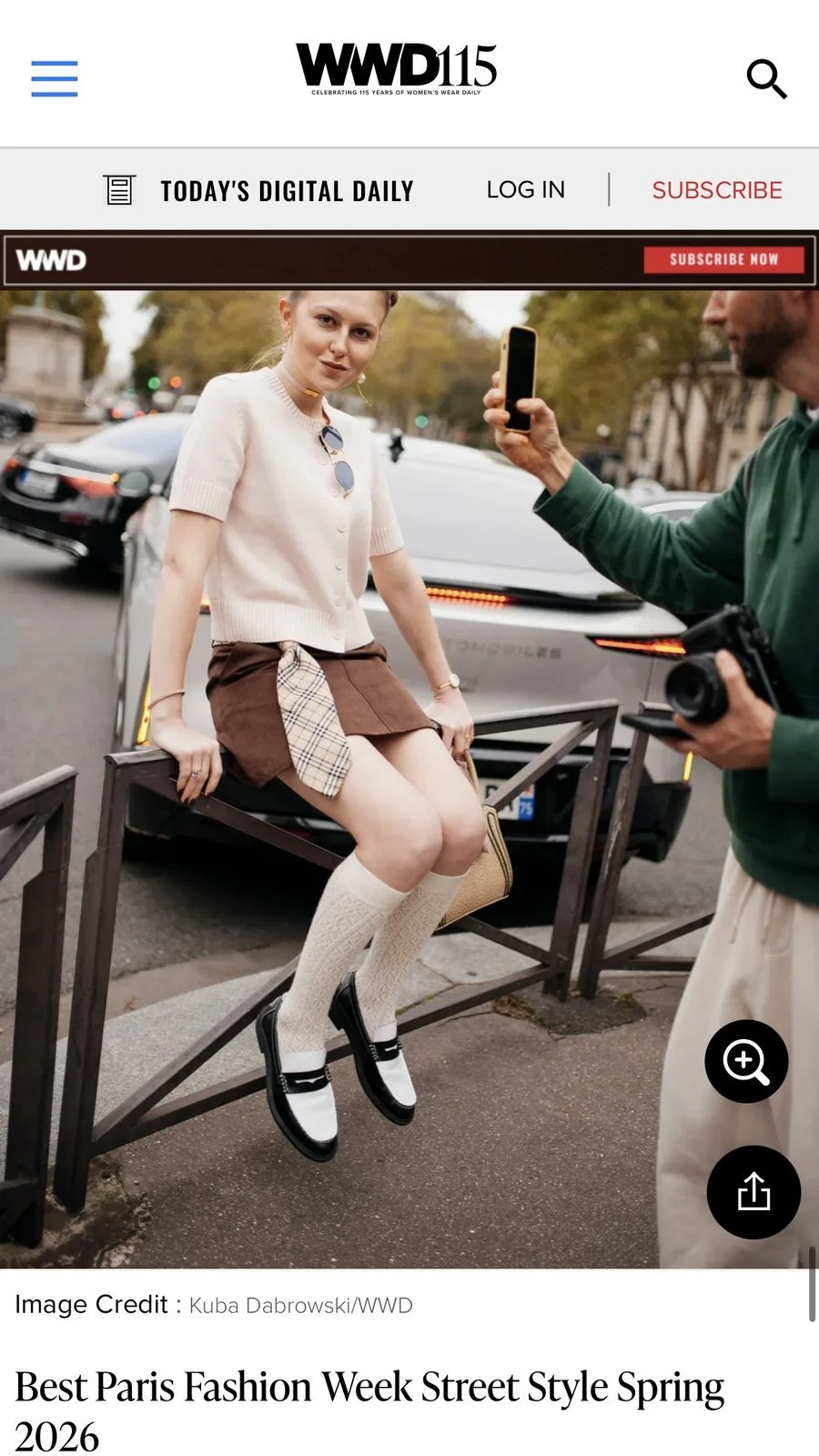 WWD article Best Paris Fashion Week Street Style Spring 2026 featuring Emily Varr