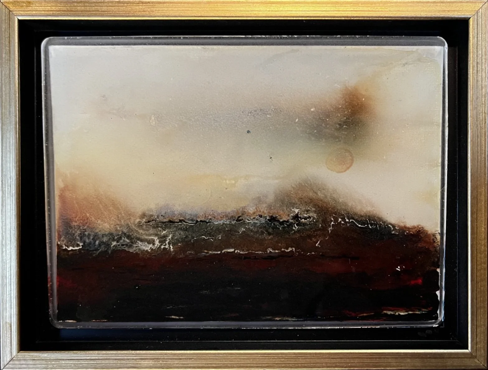 No. 317 (Winter 2024) by Danny Perkins, a 6.5x8.5 inch oil on board with resin depicting moody brown and slate grey color fields.