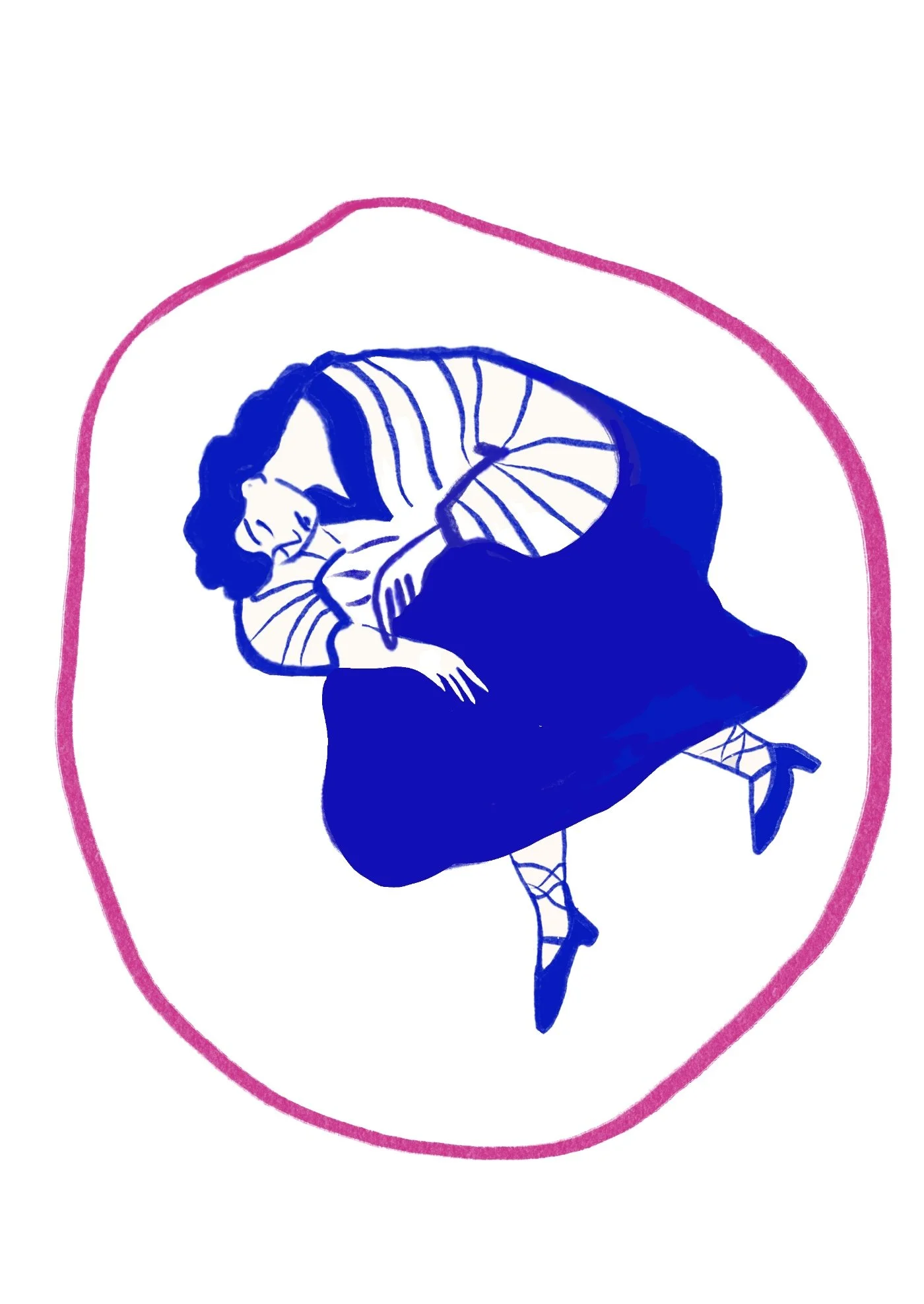 Illustration d’une personne recroquevillée dormant sous une couverture bleue.