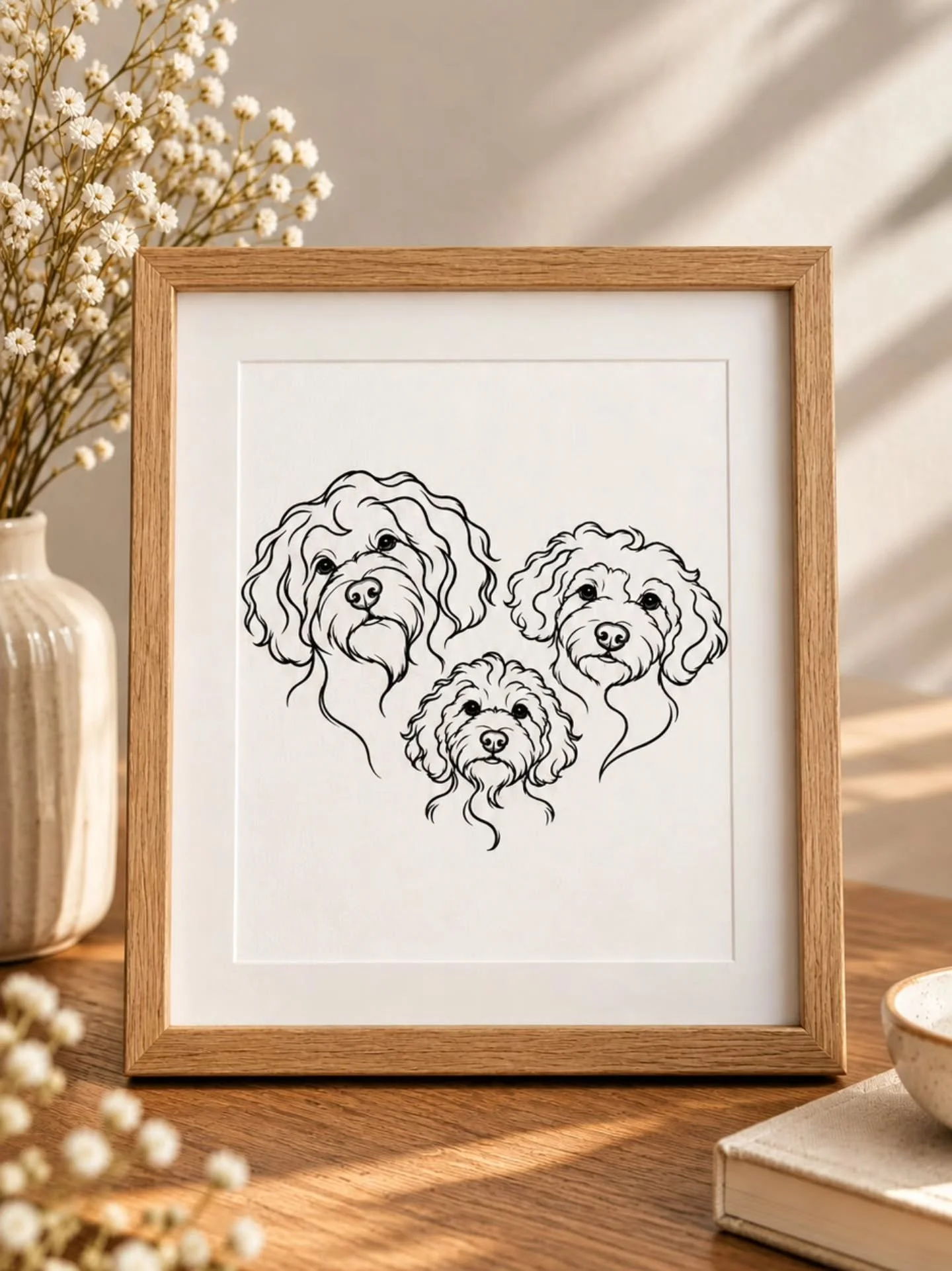 Liniengrafik von Benny, Toby und Maya. 

&hearts;︎&hearts;︎&hearts;︎
Hier bekommst du von Postkarten, &uuml;ber personalisierte Illustrationen bis hin zu deinen ganz pers&ouml;nlichen Tierstickern alles was das Tierfreundeherz begehrt. &hearts;︎
... 