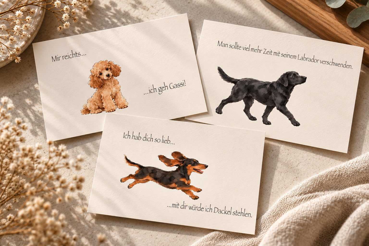 Hundepostkarten Set
