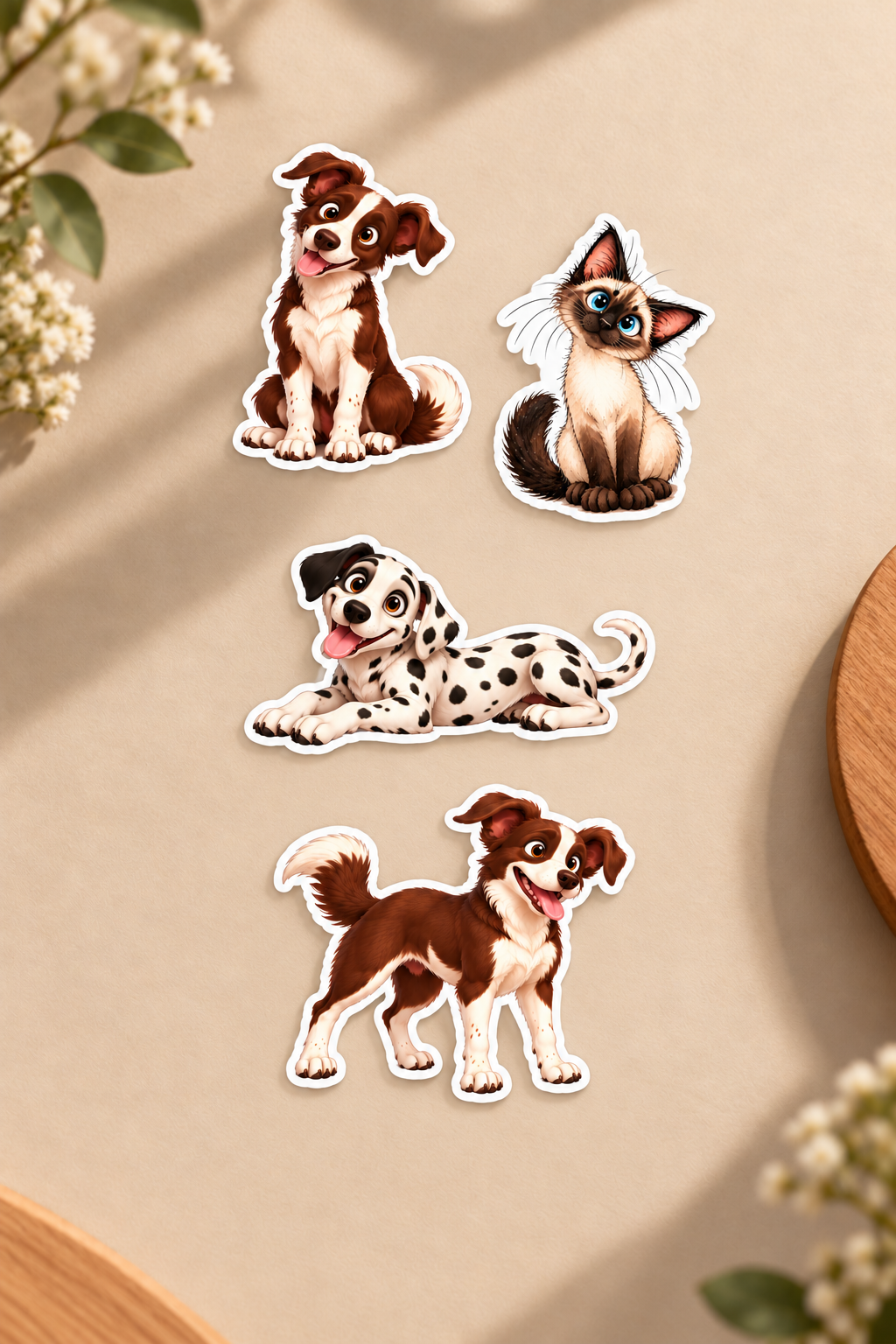 Niedliche Tiersticker auf warmem Beige.png