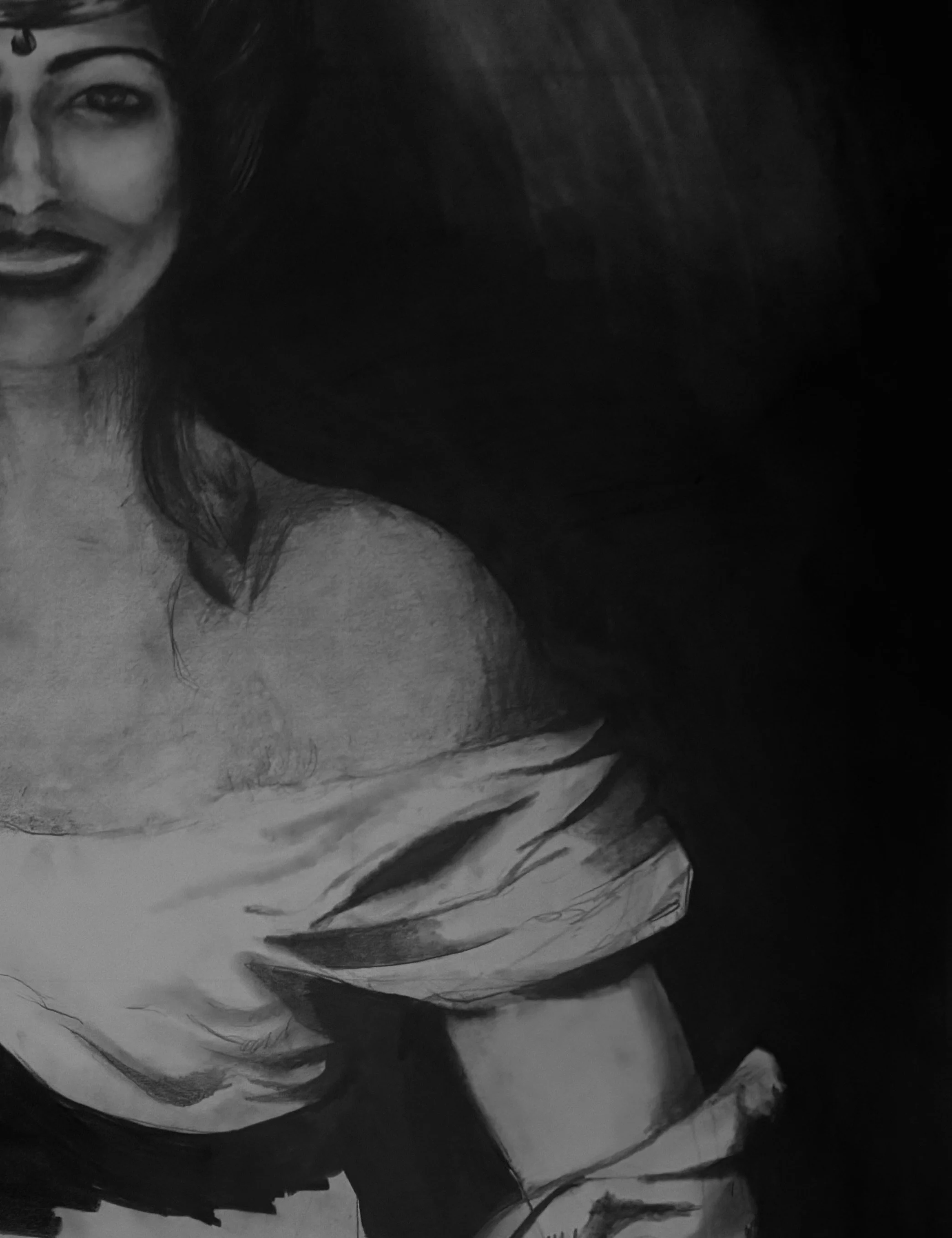 "Mom", Charcoal and Graphite, 22x30, 2026.