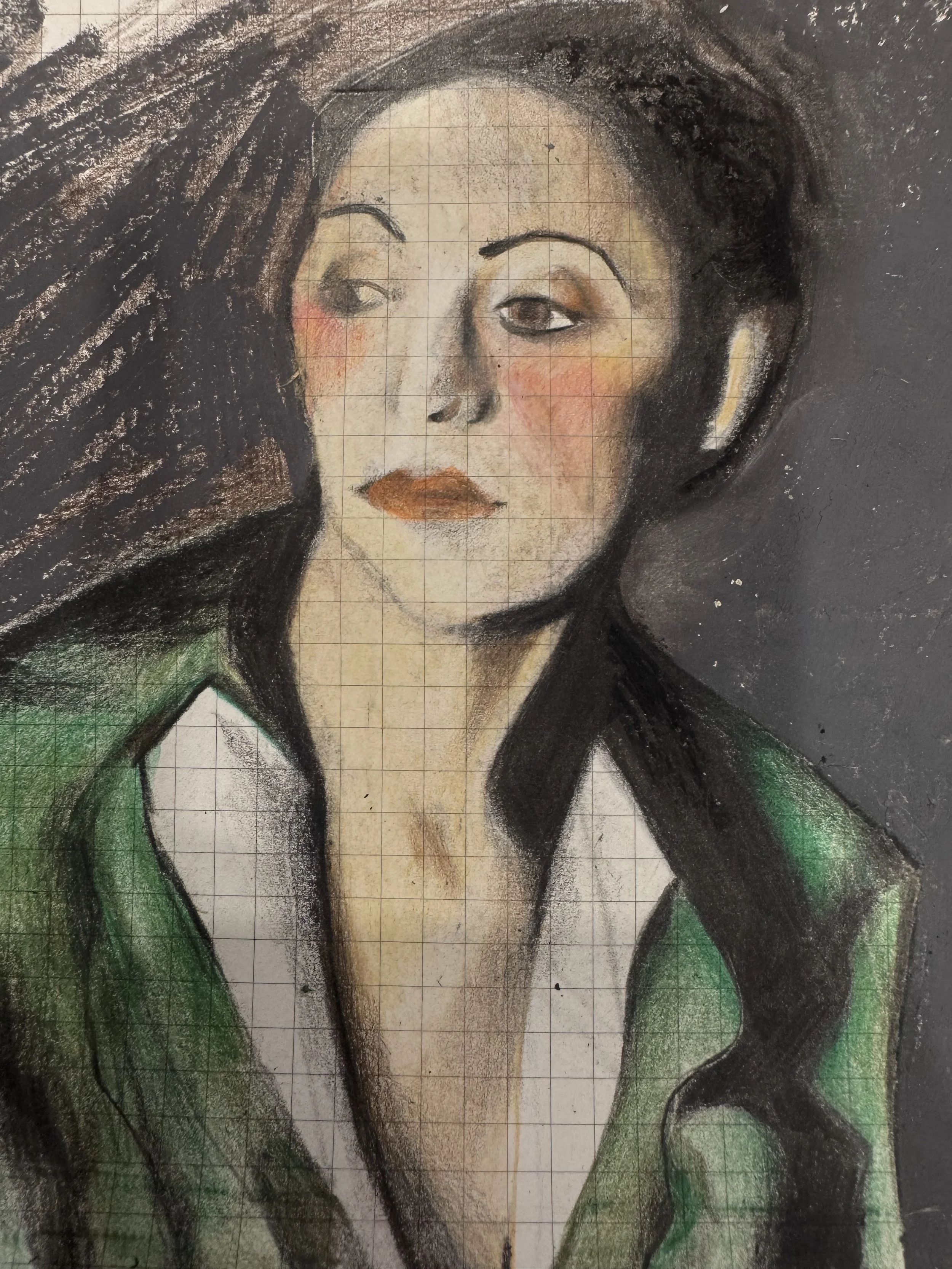 Study of "Woman in Green Dress" by Jose Maria Rodriguez-Acosta (1933), Oil Pastel, 7x10, 2026.