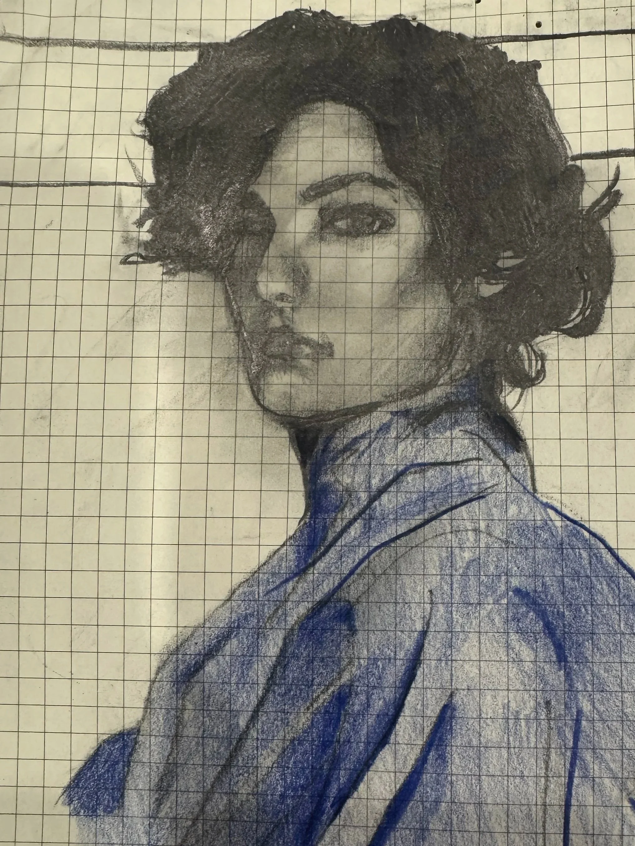Original Source Unknown, Study of a Study, Graphite and Pencil Crayon, 2025. 