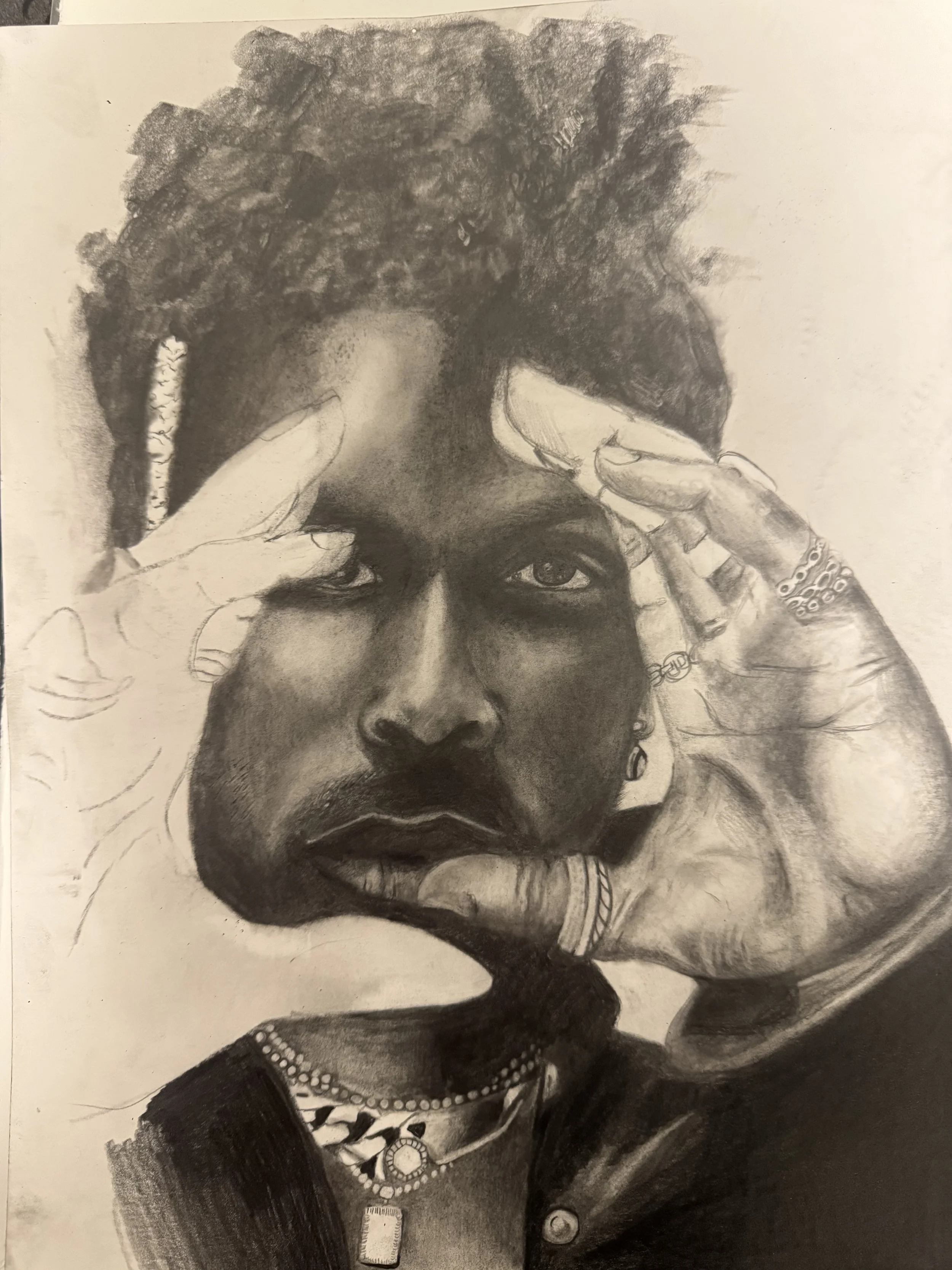 Study of Photo, SAINt JHN, Graphite, 11x17, 2026.
