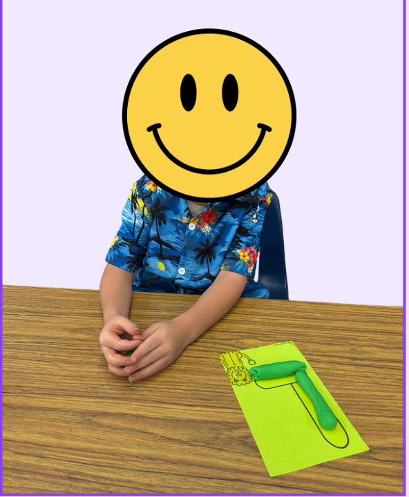 Student is building letters with play-dough. Good for fine motor skills and letter recognition