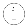 Information icon with a lowercase 'i' inside a circle.